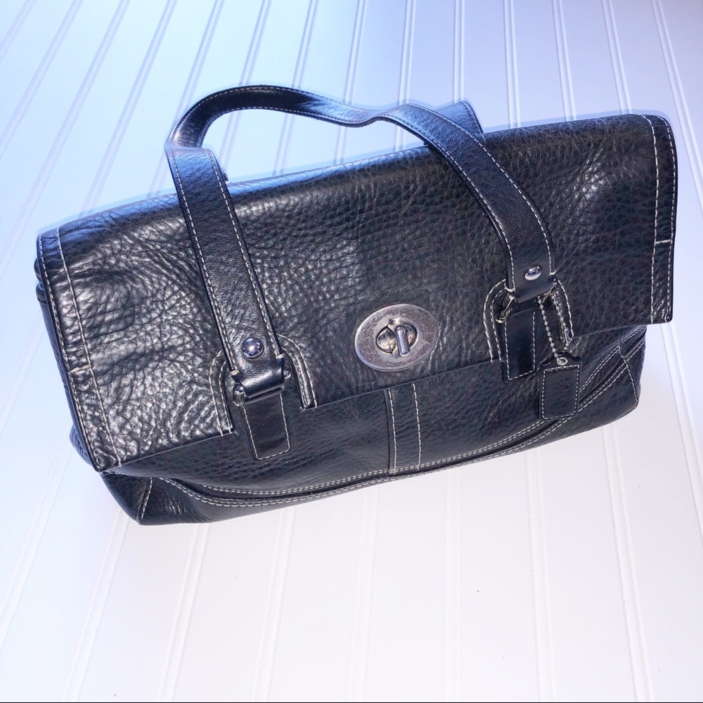Black Leather Coach Shoulder Bag